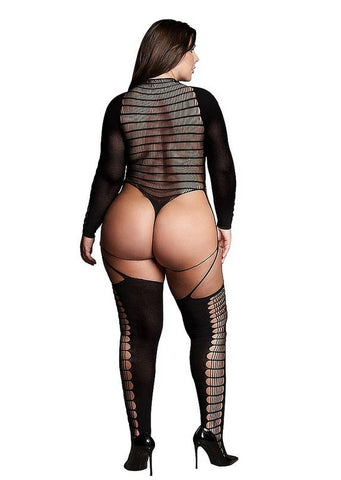 Le Desir Shade Kalyke XXIII Womens Bodystocking with Turtleneck Black - Body Stockings
