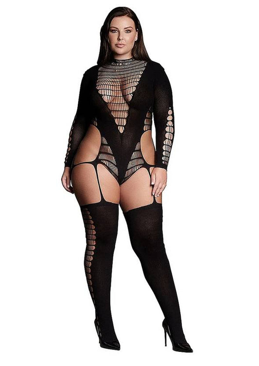 Le Desir Shade Kalyke XXIII Womens Bodystocking with Turtleneck Black - Body Stockings