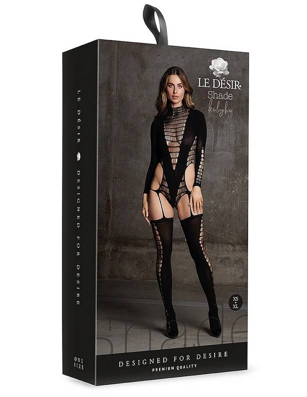 Le Desir Shade Kalyke XXIII Womens Bodystocking with Turtleneck Black Body Stockings