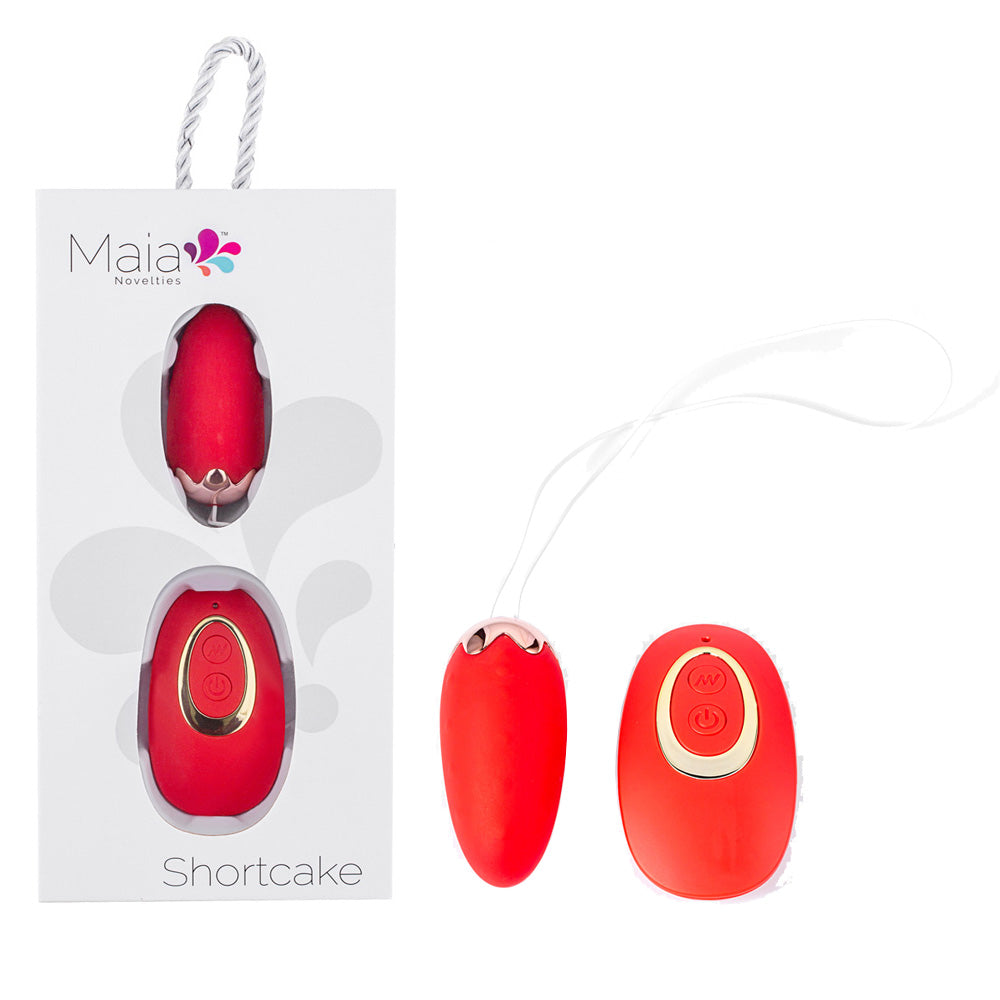 Maia SHORTCAKE USB Rechargeable Vibrating Love Egg with Wireless Remote Red Love Eggs and Kegel Exercisers