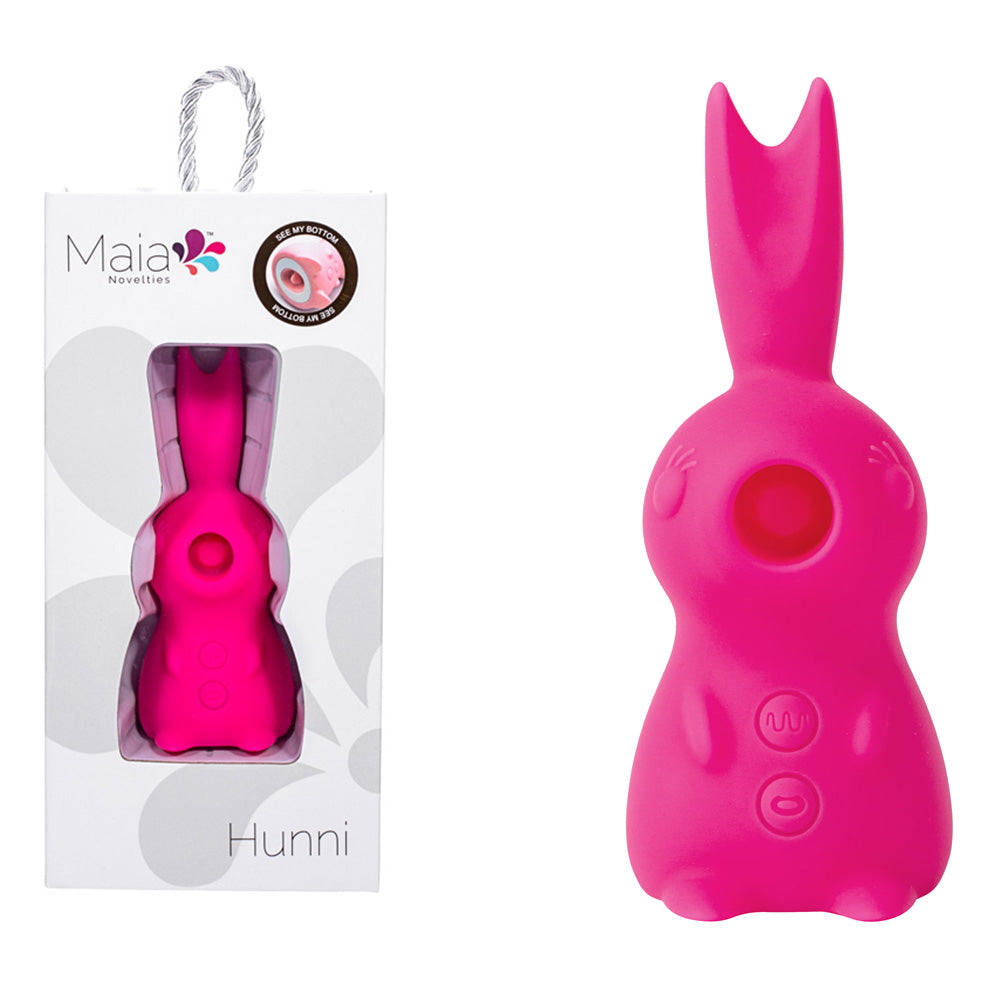 Maia HUNNI USB Rechargeable Sucking Licking & Vibrating Stimulator Pink Clit Ticklers and Pulsators