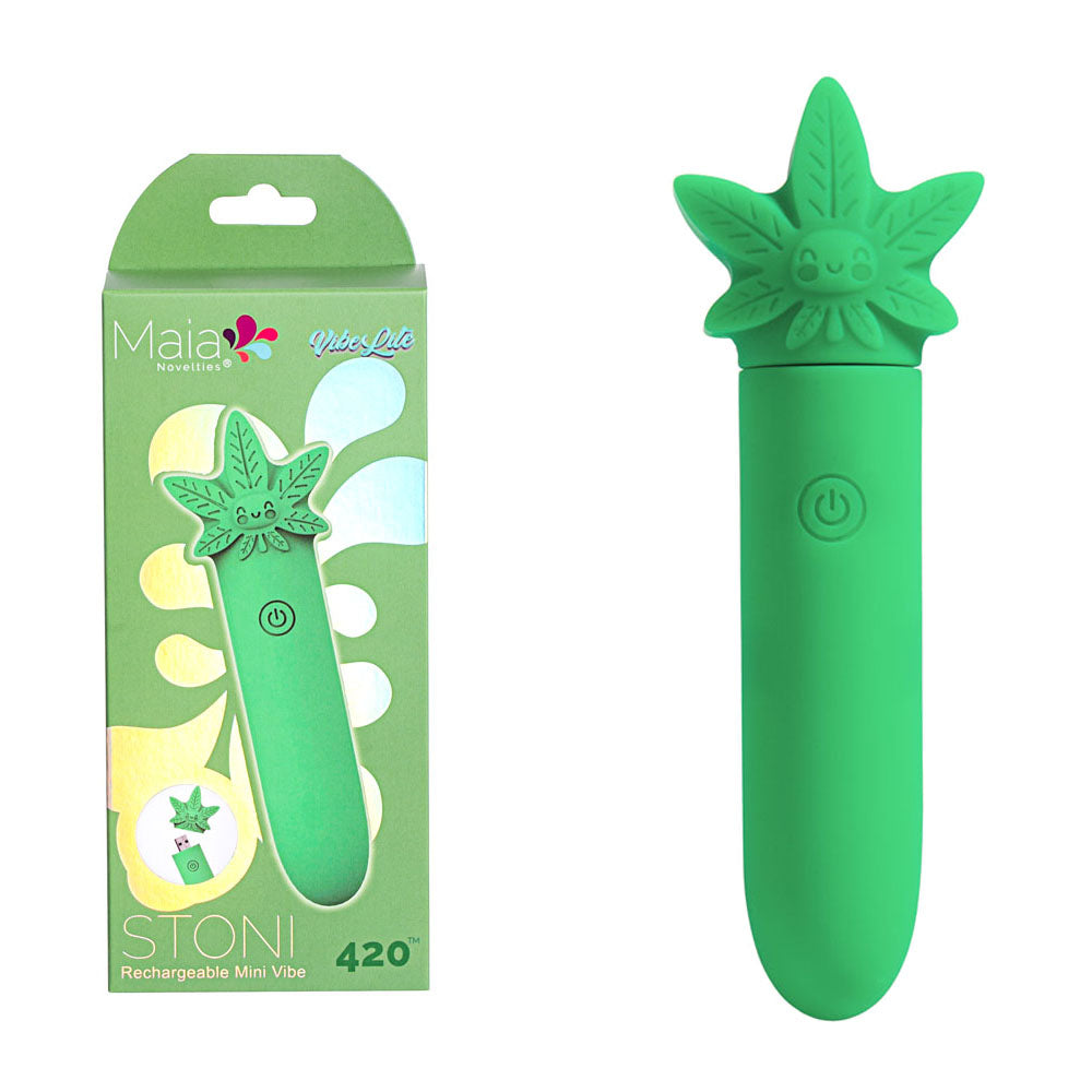 Maia STONI 420 Rechargeable Mini Bullet Vibrator Green Bullet Vibrators