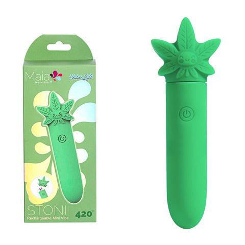 Maia STONI 420 Rechargeable Mini Bullet Vibrator Green - Bullet Vibrators