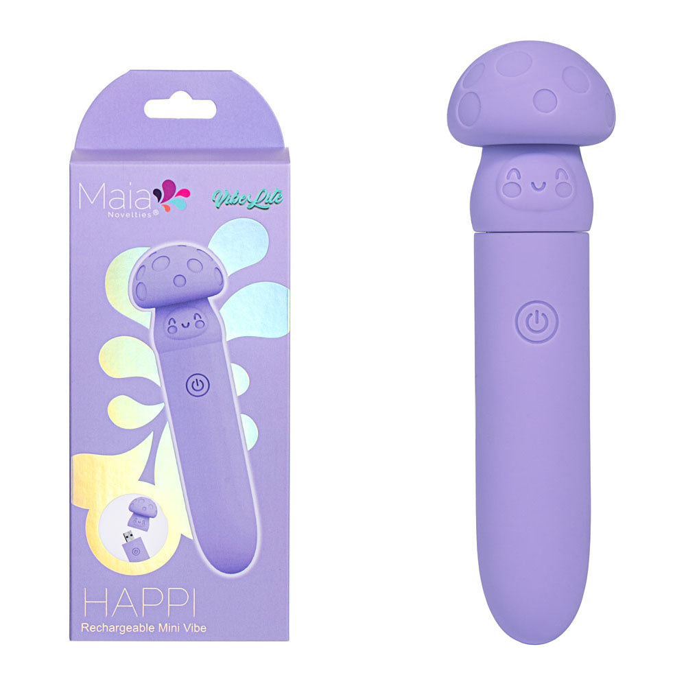 Maia HAPPI Rechargeable 10 Function Bullet Vibrator Purple Bullet Vibrators