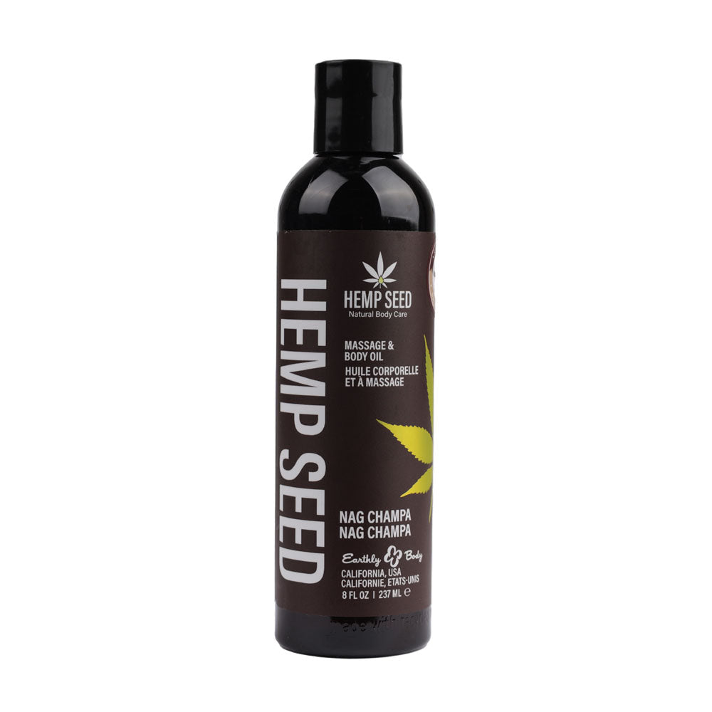 Earthly Body Scented Hemp Seed Massage and Body Oil 237 ml Nag Champa Massage Oils and Lubricants