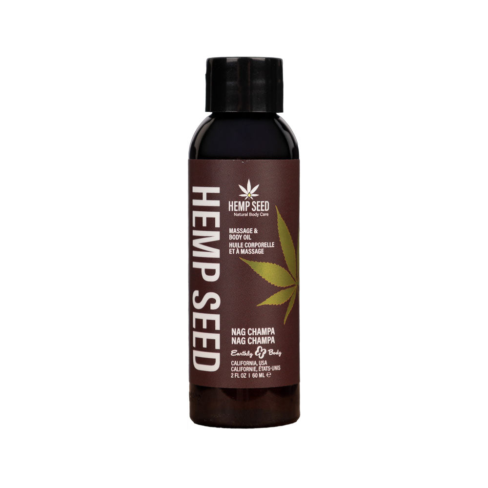 Earthly Body Hemp Seed Scented Massage and Body Oil 59 ml Nag Champa Massage Oils and Lubricants