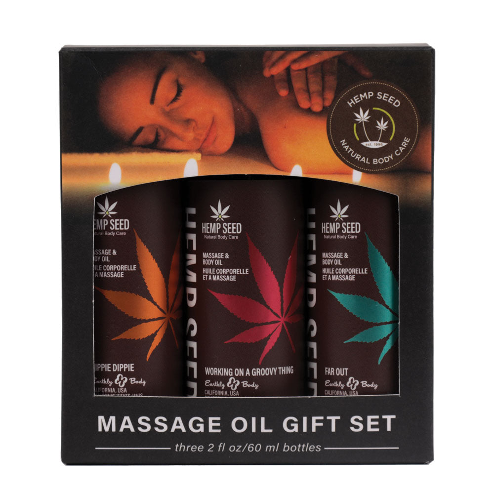 Earthly Body Hemp Seed Summer Scented Massage Oil Trio Gift Set 59ml Massage Oils and Lubricants