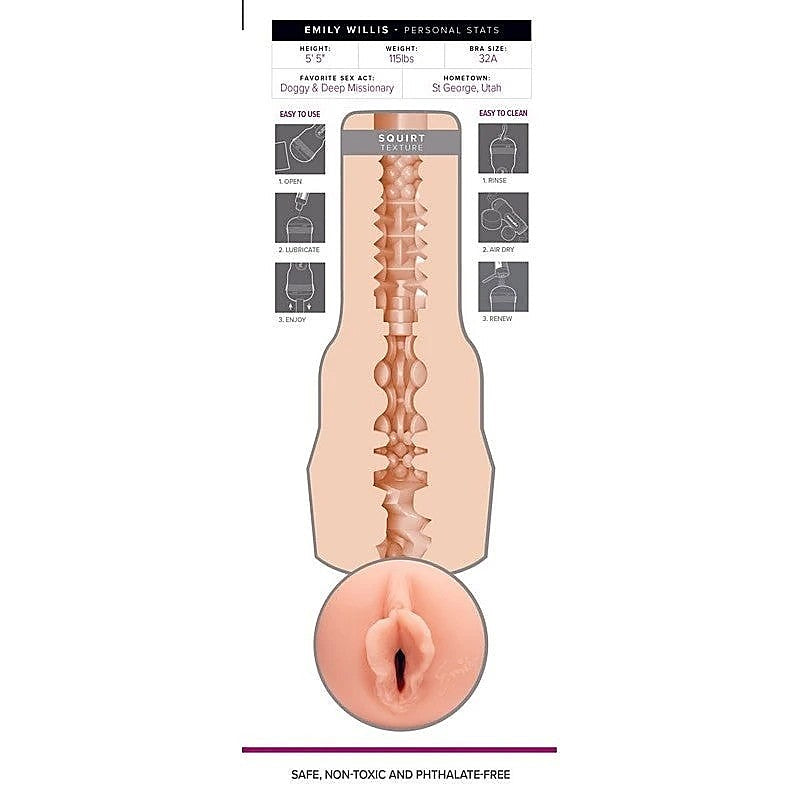Fleshlight Girls Emily Willis Squirt Realistic Male Stroker Device - Masturbators and Strokers