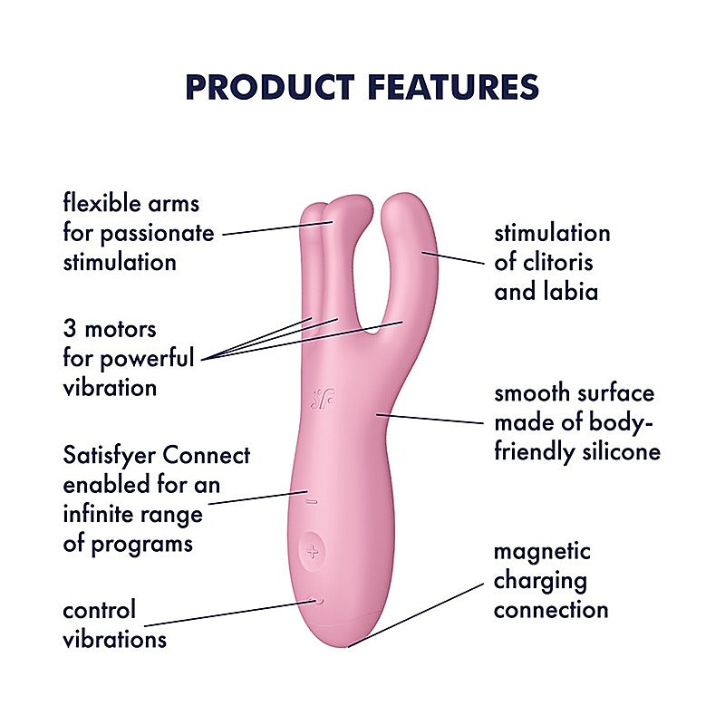 Threesome 4 App Controlled Vibrating Clitoral Massager - Clit Ticklers and Pulsators