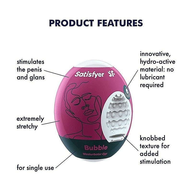Bubble 3 Piece Male Masturbator Egg Set by Satisfyer - Masturbators and Strokers