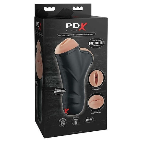 PDX Elite Double Penetration Vibrating Male Stroker - Masturbators and Strokers