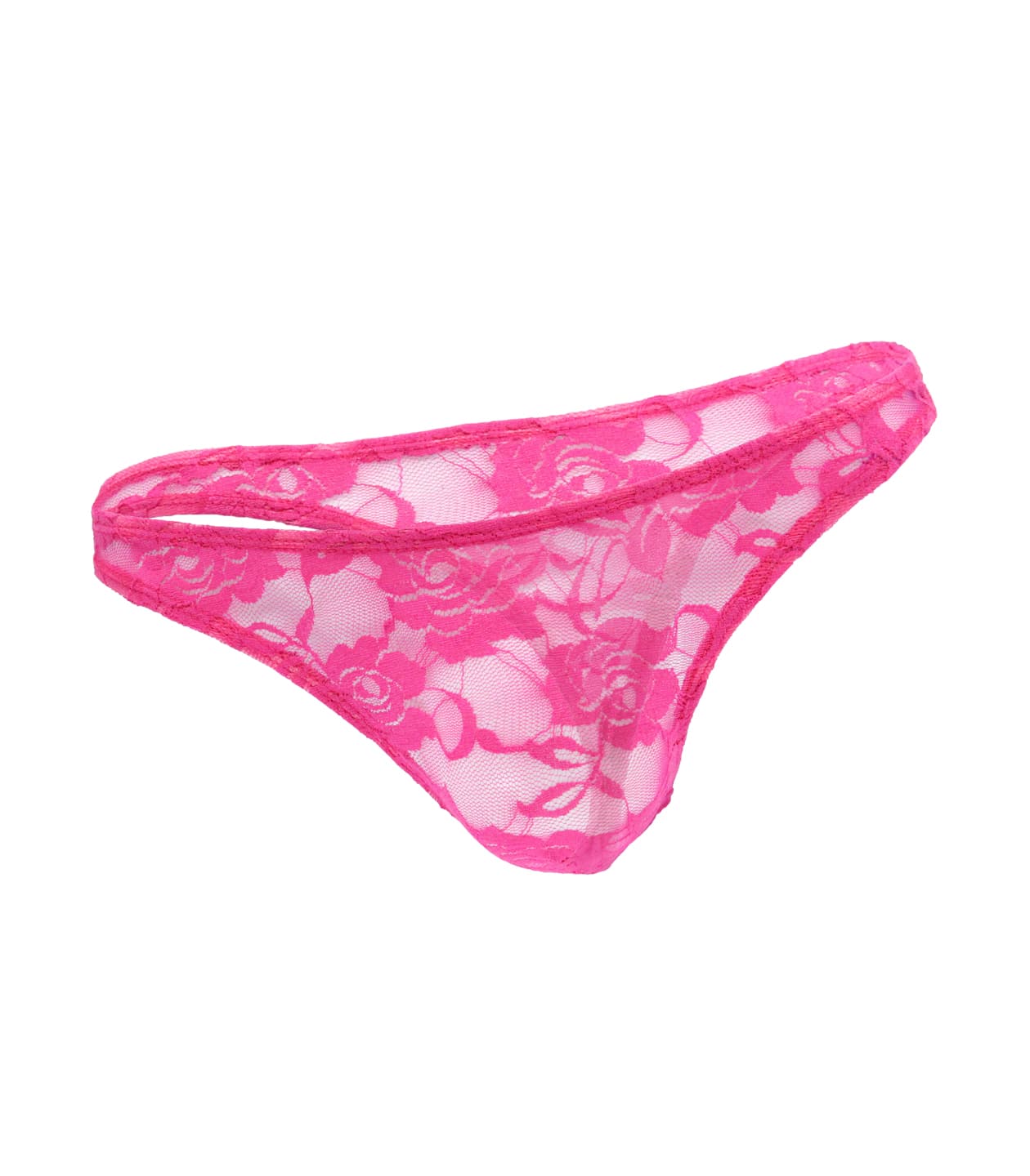 Love In Leather Mens Full Lace Sexy G-String Hot Pink Jocks and G-Strings