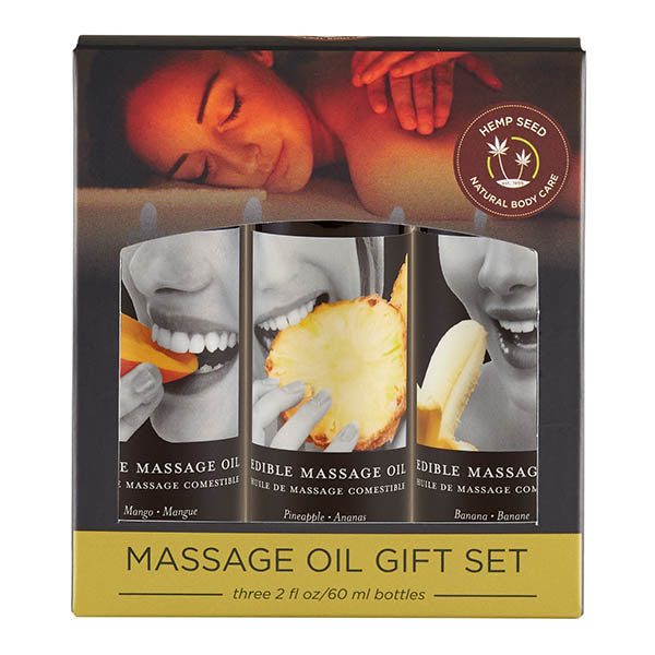 Earthly Body Edible Tropical Massage Oil Trio 59ml Massage Oils and Lubricants