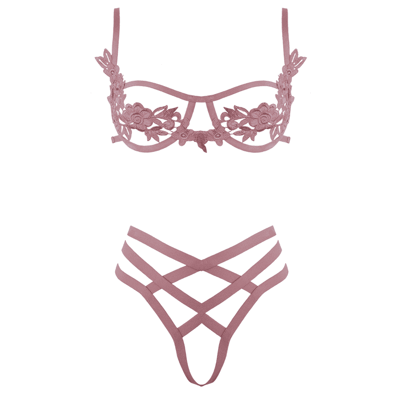 Muse Open Cup Bra With Embroidered Floral Applique Small Her Fetish