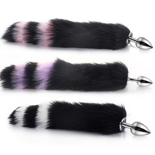 Colorful Fox Tail Metal Anal Plug Medium - Steel Sex Toys