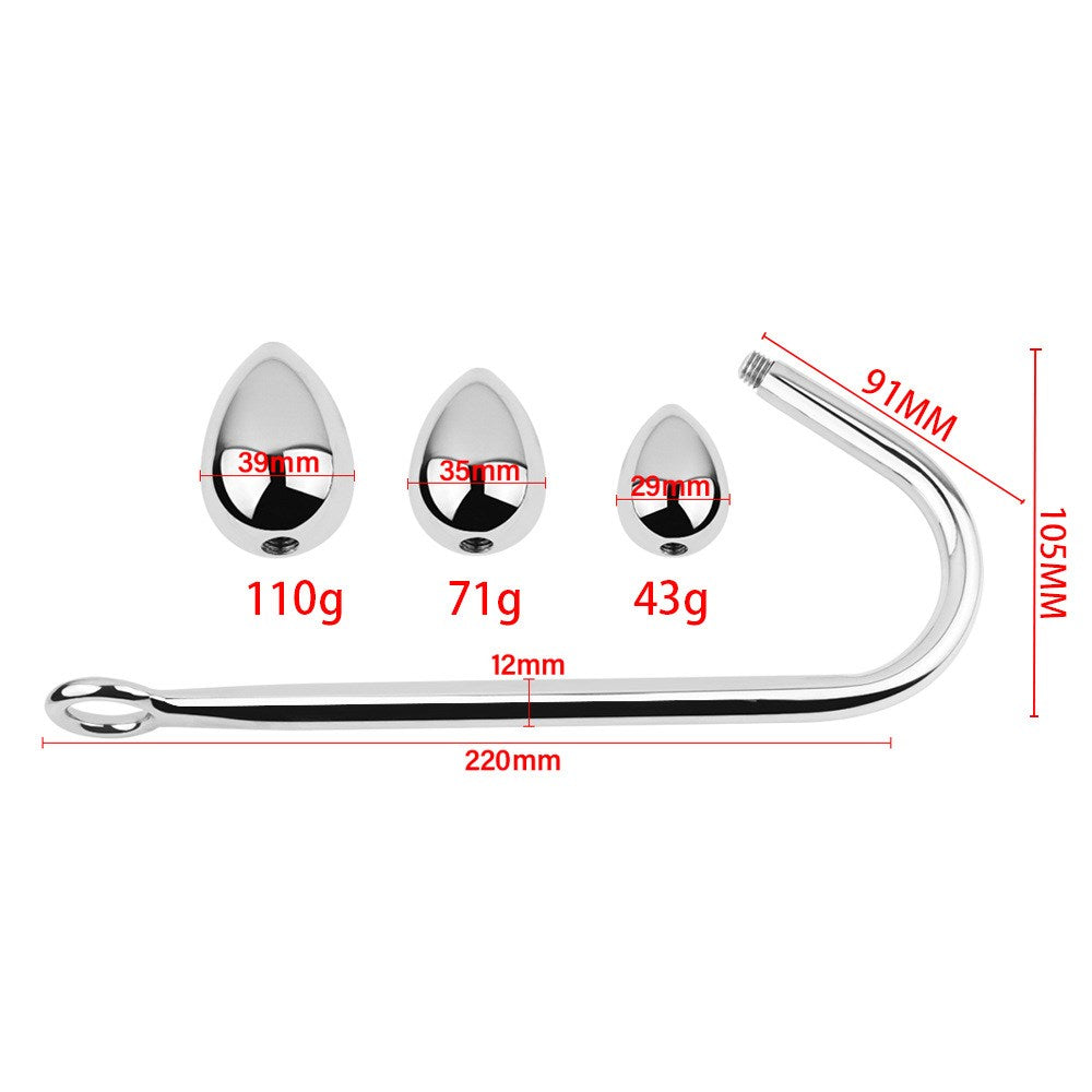 Stainless Steel Bondage Delight - Anal Hook and Plug Set - Spreaders and Hangers