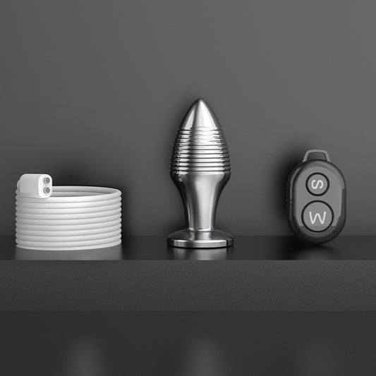 BDStyle Rechargable Remote Controlled Vibrating Steel Butt Plug - Butt Plugs