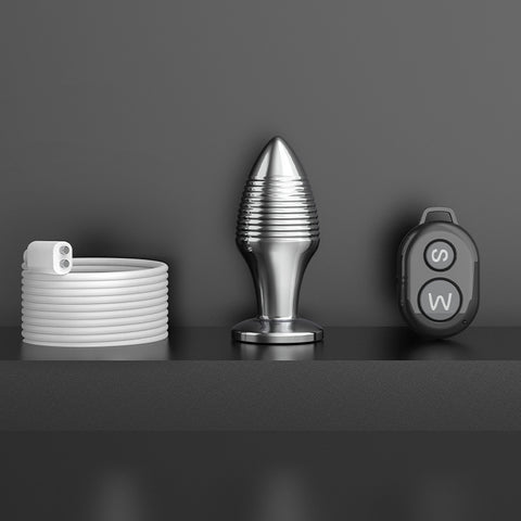 BDStyle Rechargable Remote Controlled Vibrating Steel Butt Plug - Butt Plugs