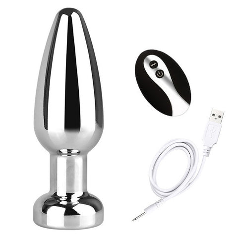 BDStyle Rechargable 10 Settings Vibrating Metal Butt Plug - Butt Plugs