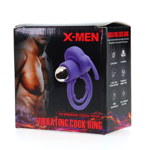X-MEN 10 Frequency Vibration Rechargeable Cock Ring - Vibrating Cock Rings