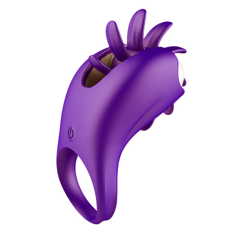 BDStyle Tongue Licking 10 Functions Cock Vibrator Purple Vibrating Cock Rings