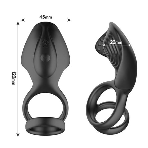 BDStyle 10 Functions Rechargeable Silicone Dual Penis Ring - Vibrating Cock Rings