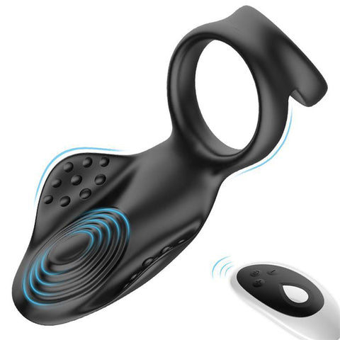 BDStyle 10 Functions Rechargeable Silicone Dual Penis Ring - Vibrating Cock Rings