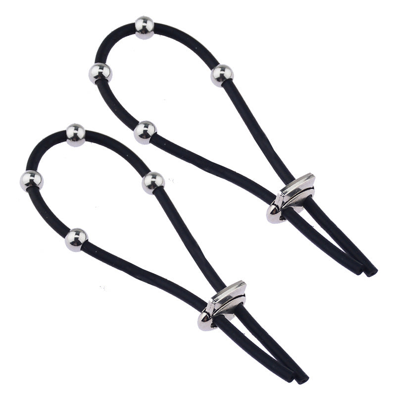 Cock Ball and Frenulum Electrostimulator Ties Silver Electro Sex