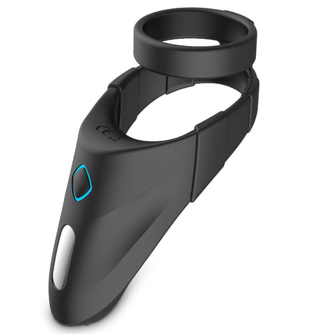 BDStyle 10 Functions Vibrating Dual Penis Ring with Taint Teaser - Vibrating Cock Rings