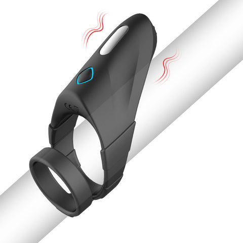 BDStyle 10 Functions Vibrating Dual Penis Ring with Taint Teaser - Vibrating Cock Rings