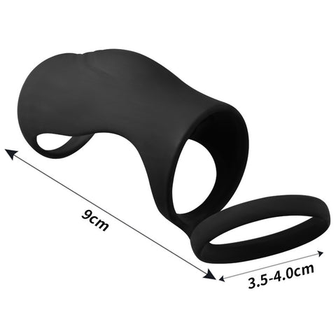 BDStyle Silicone Dual Ring Penis Sleeve - Penis Sleeves and Extenders