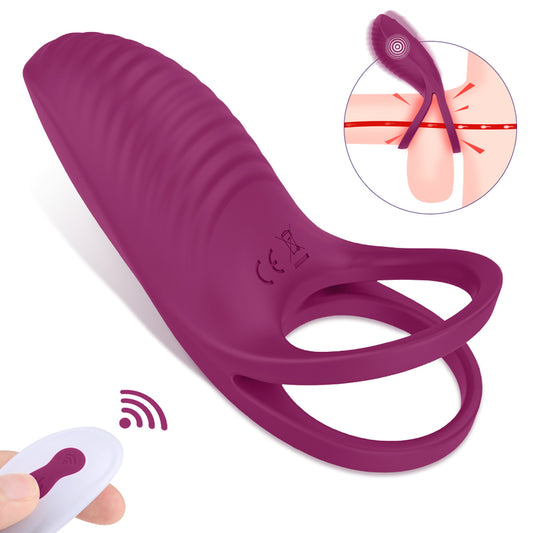 S-Hande Trap 9 Functions Rechargeable Cock Ring Claret - Vibrating Cock Rings