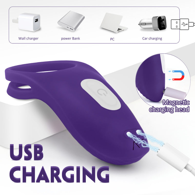 S-Hande Trap Rechargeable Vibrating Mens Cock Ring Purple Vibrating Cock Rings