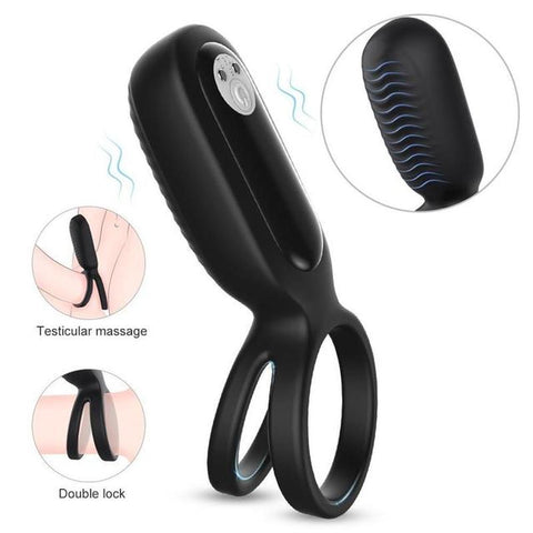 S-Hande Squidward 9 Frequency Vibration Cock Ring Black - Vibrating Cock Rings