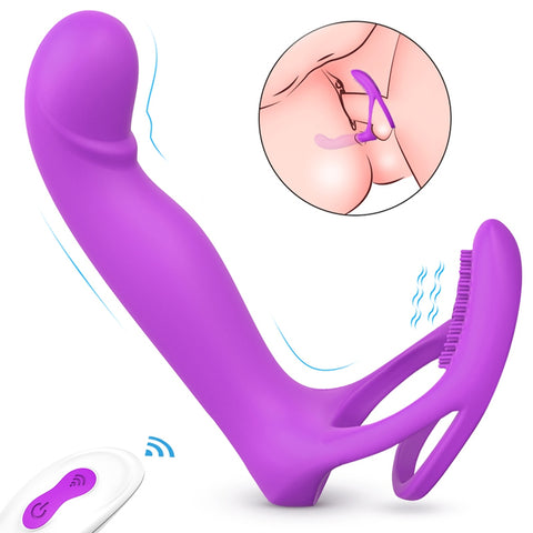 S-Hande Lorna 9 Functions Vibrating Cock Ring With Butt Plug Rose - Vibrating Cock Rings