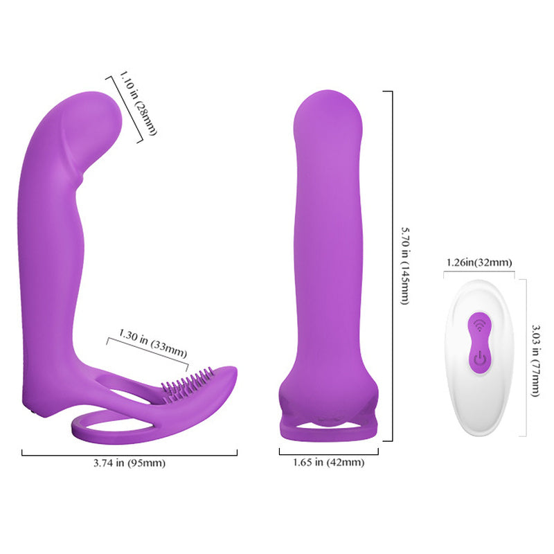 S-Hande Lorna Vibrating Cock Ring With Butt Plug Purple Vibrating Cock Rings
