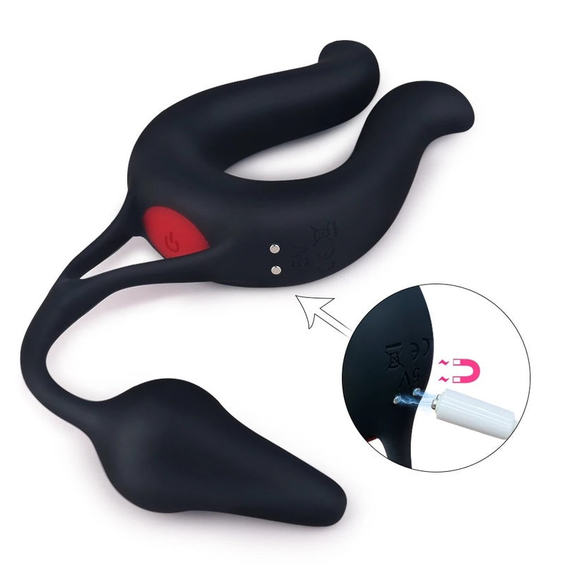 S-Hande Nicole Vibrating Cock Ring With Anal Plug Vibrating Cock Rings