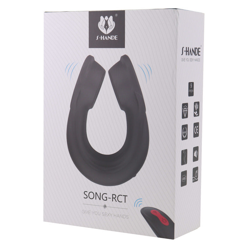 S-Hande Headset 18 Frequency Vibration Cock Ring Black Vibrating Cock Rings