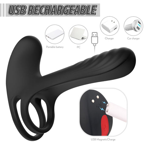 S-Hande Frank Double Stimulus 18 Functions Mens Cock Ring - Vibrating Cock Rings