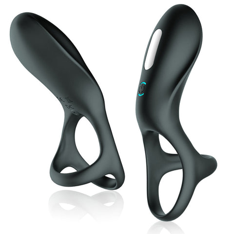BDStyle 10 Functions Vibrating Cock Ring with Three Ring - Vibrating Cock Rings