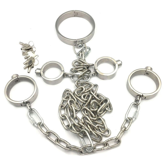 Hells Couture Press Key BDSM Play Collar, Wrist and Ankle Kit Bondage Kits