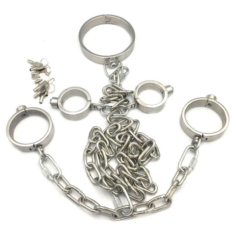Hells Couture Press Key BDSM Play Collar, Wrist and Ankle Kit - Bondage Kits