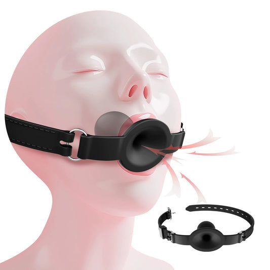 BDStyle Silicone Harness Hollow Bondage Ball Gag Default Title Bondage Gags and Bits