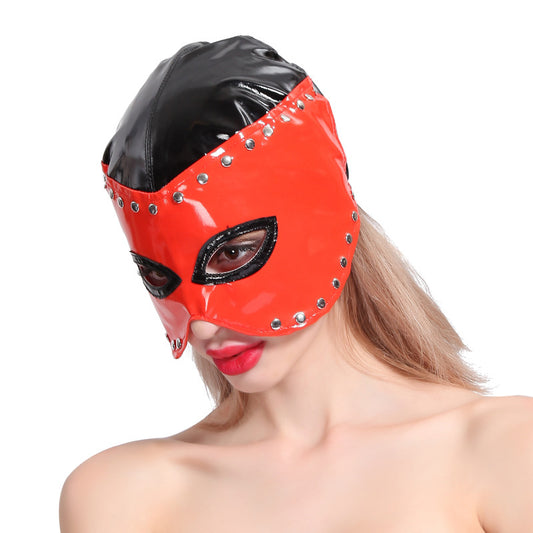 BDStyle Faux Leather Half Head PVC Hood - Bondage Hoods