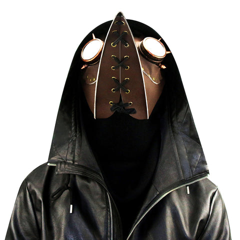 BDStyle Brown PU Leather Rivet Spike Long Bird Beak - Masks And Blindfolds