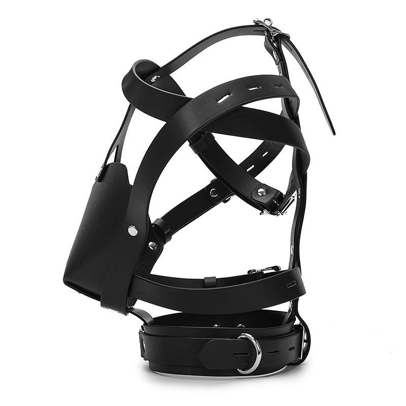 BDStyle Adjustable Buckle Black Leather Harness Bondage Hoods