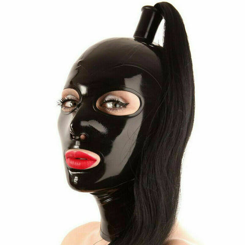 BDStyle Ponytail Bondage Mask Black - Blindfolds And Masks