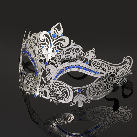 BDStyle Silver Diamante Metal Mask - Blindfolds And Masks