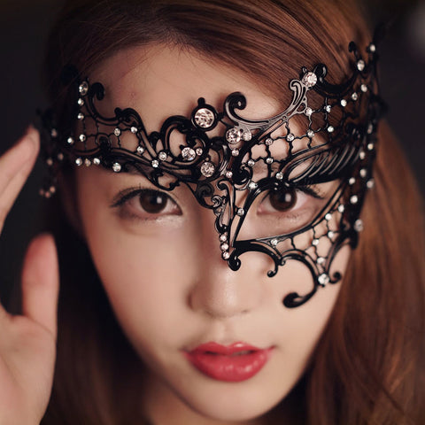 BDStyle BDSM Play Rhinestone Metal Half Face Mask - Blindfolds And Masks