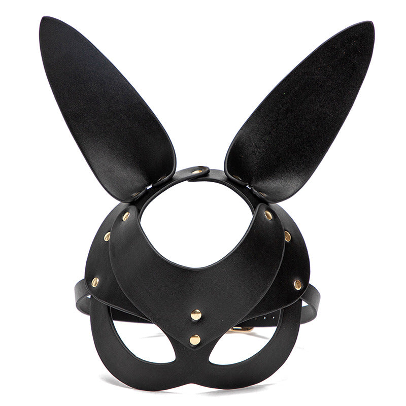 BDStyle Punk Gothic Cosplay Women Leather Bunny Ears Mask Blindfolds And Masks